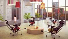 Ergonominen työtuoli työpiste mPosition julkistiloissa, hyvät ergonomiset työtuolit julkisiin tiloihin